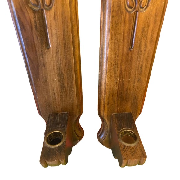 Mid Cetury Wooden Candle Sconces - Picture 3 of 3